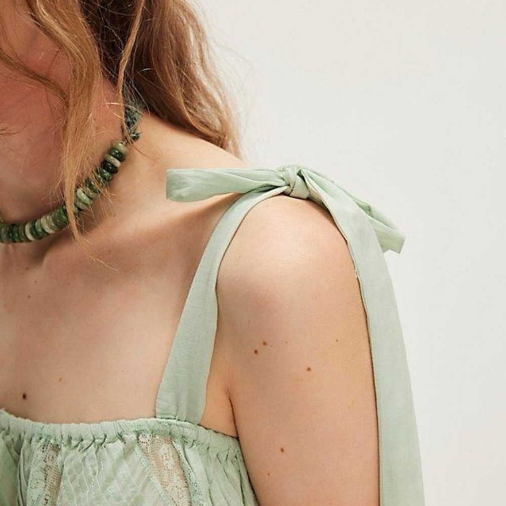 Free People Hannah Tie Top Medium Aqua Foam New - Picture 3 of 6